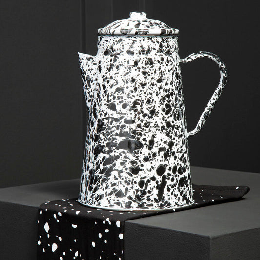 Black and White Patterned Enamelled Teapot