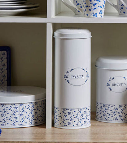 Blue Floral White Pasta Canister