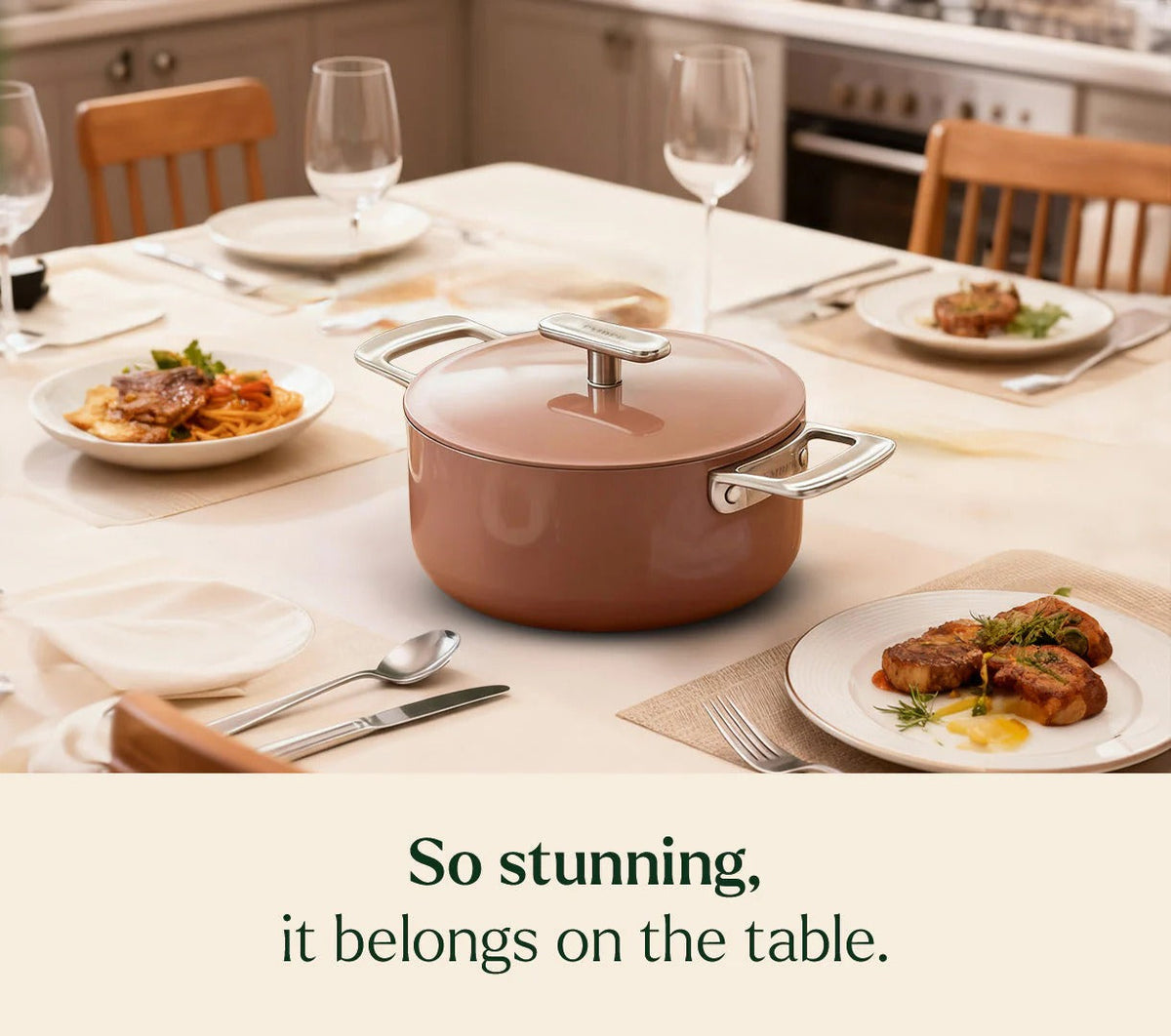 Mini Dutch Oven 20 cm Stainless Steel Handle Ceramic Non-Stick