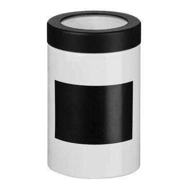 Black and White Chalkboard Large Canister with Writable Panel
