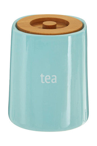 Blue Ceramic Tea Canister with Glossy Finish
