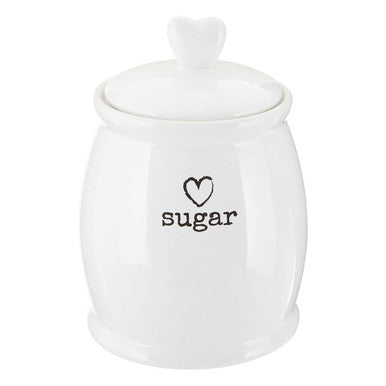 White Dolomite Sugar Canister with Heart Detail