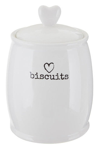 White Dolomite Biscuit Canister with Heart