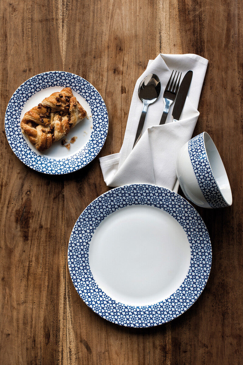 12 Piece Blue Star and Geometric Dinner Set