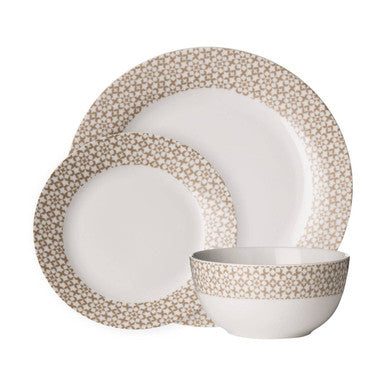 12 Piece Natural Star and Geometric Dinner Set