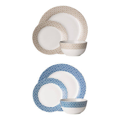 12 Piece Natural Star and Geometric Dinner Set