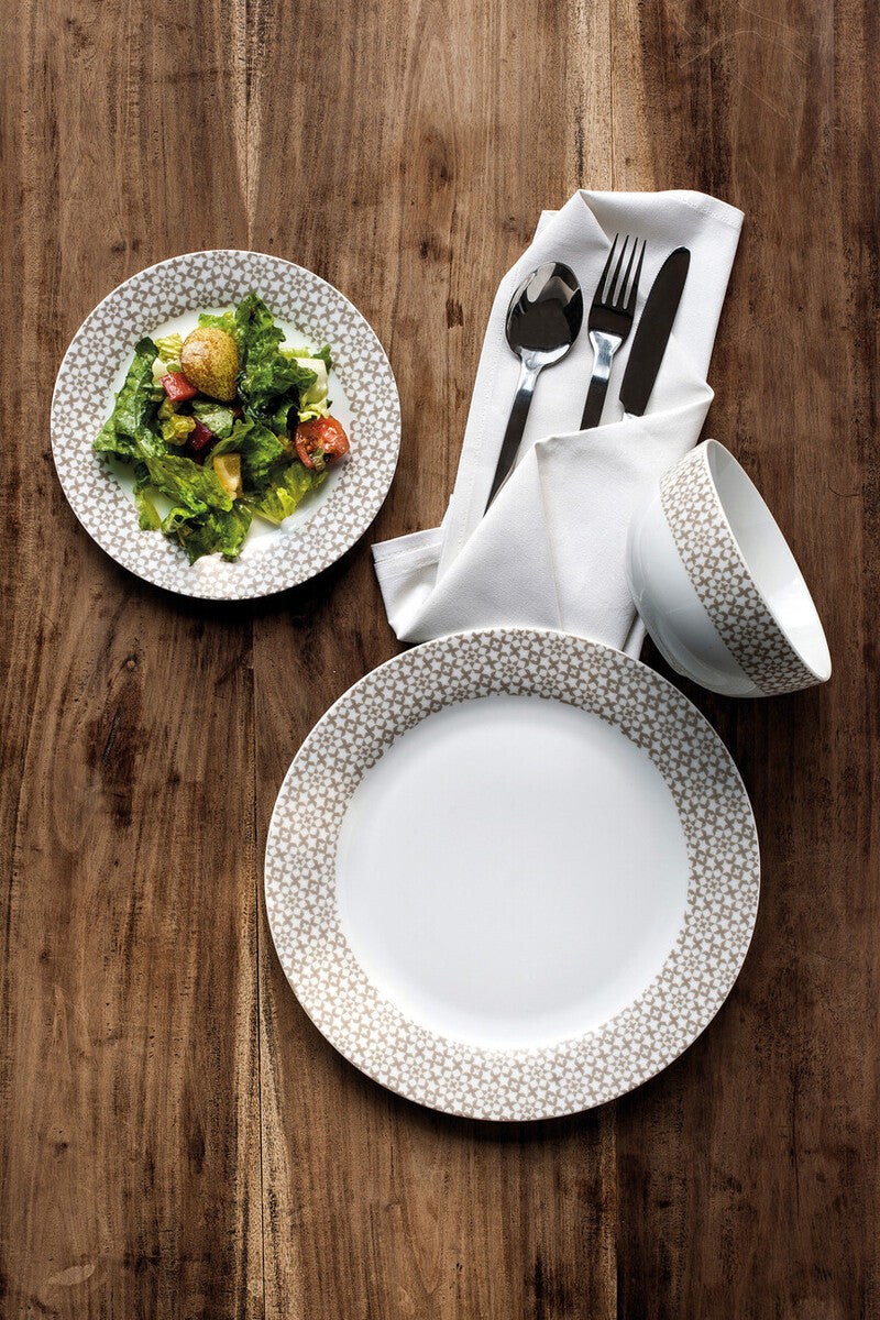 12 Piece Natural Star and Geometric Dinner Set