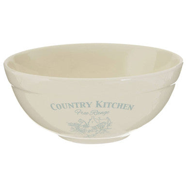 Blue and Cream Mixing Bowl with Hen Artwork