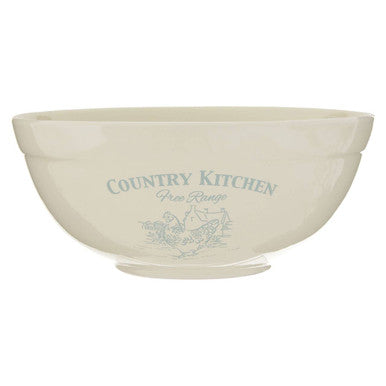 Blue and Cream Mixing Bowl with Hen Artwork
