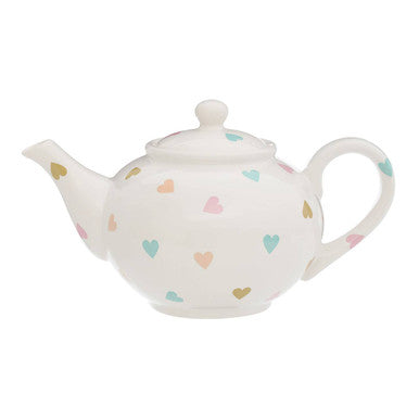 Cream Teapot with Colourful Triangle Hearts Design