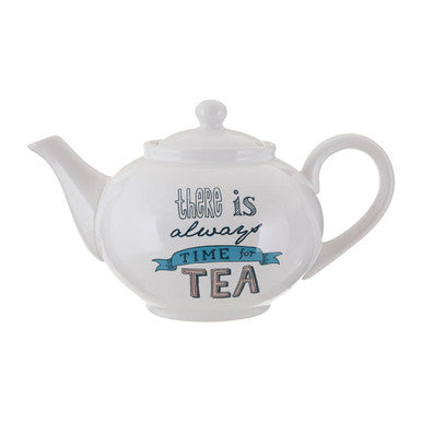 Cream Teapot with There Is Always Time for Tea Wording