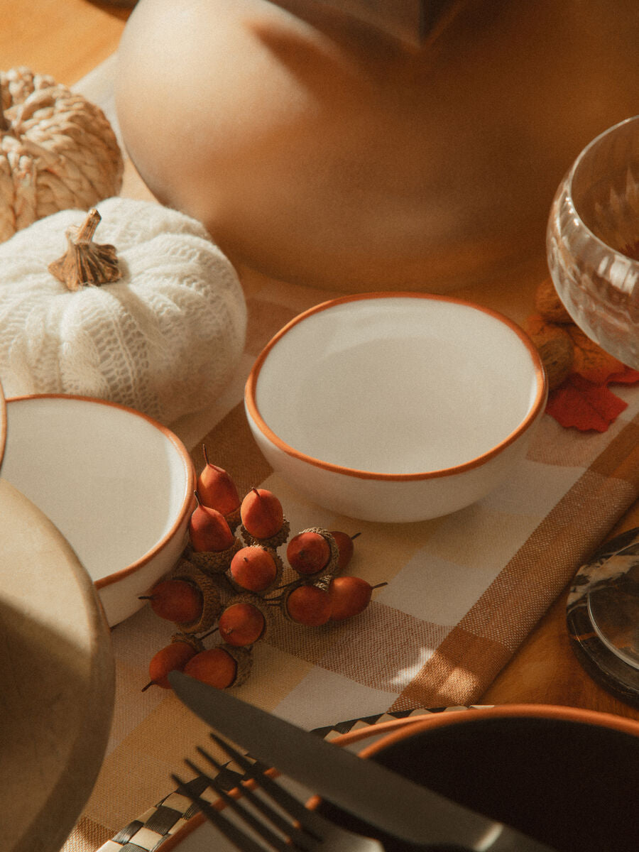 Terracotta Set of 2 White Glazed Mini Bowls