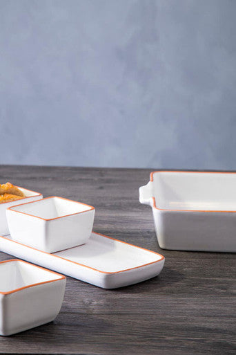 Terracotta Set of 3 Dip Bowls with White Tray