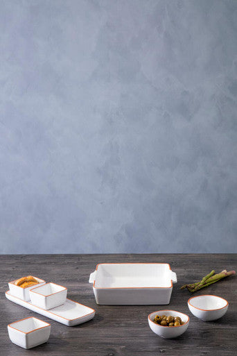 Terracotta Set of 3 Dip Bowls with White Tray