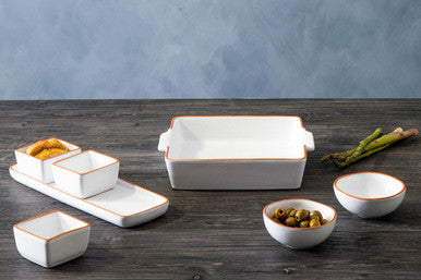 Terracotta Set of 3 Dip Bowls with White Tray