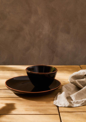 Black Glazed Terracotta Cereal Bowl