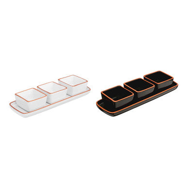 Terracotta Set of 3 Dip Bowls with Black Tray