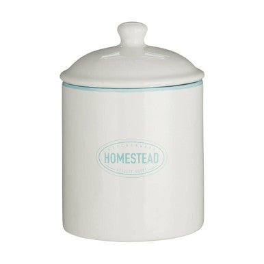 White and Blue Tea Canister with T Monogram