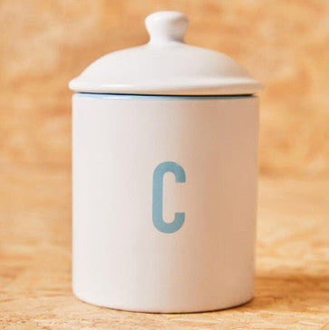 White and Blue Coffee Canister with Silicone Seal