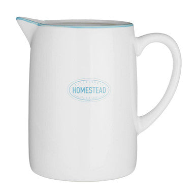 White and Blue Serving Pitcher with Handle