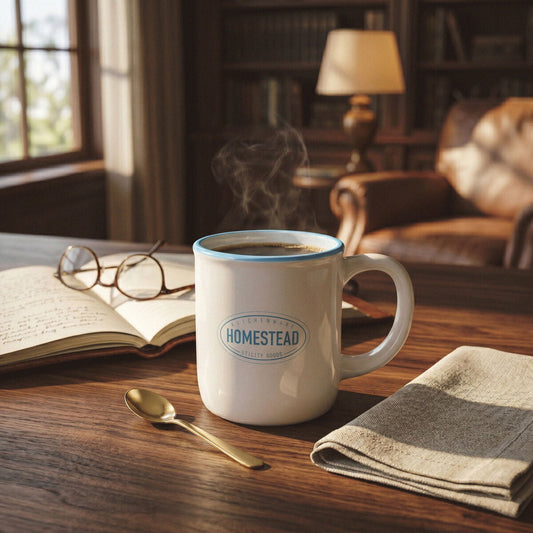 White and Blue Printed Mug
