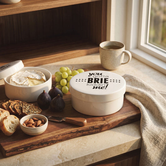 Black and White Cheese Baker with Lid
