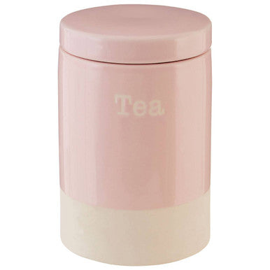 Pink and White Glossy Tea Canister with Silicone Seal