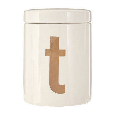 White and Gold Tea Canister with Silicone Rim