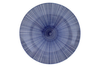 12 Piece Blue and White Square Pattern Dinner Set