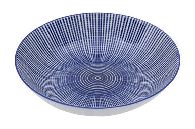 12 Piece Blue and White Square Pattern Dinner Set