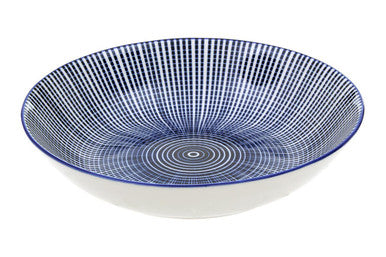 12 Piece Blue and White Square Pattern Dinner Set