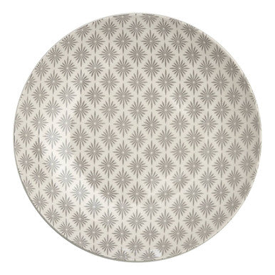 12 Piece Grey and White Floral Geometric Dinner Set