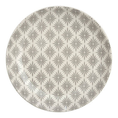 12 Piece Grey and White Floral Geometric Dinner Set