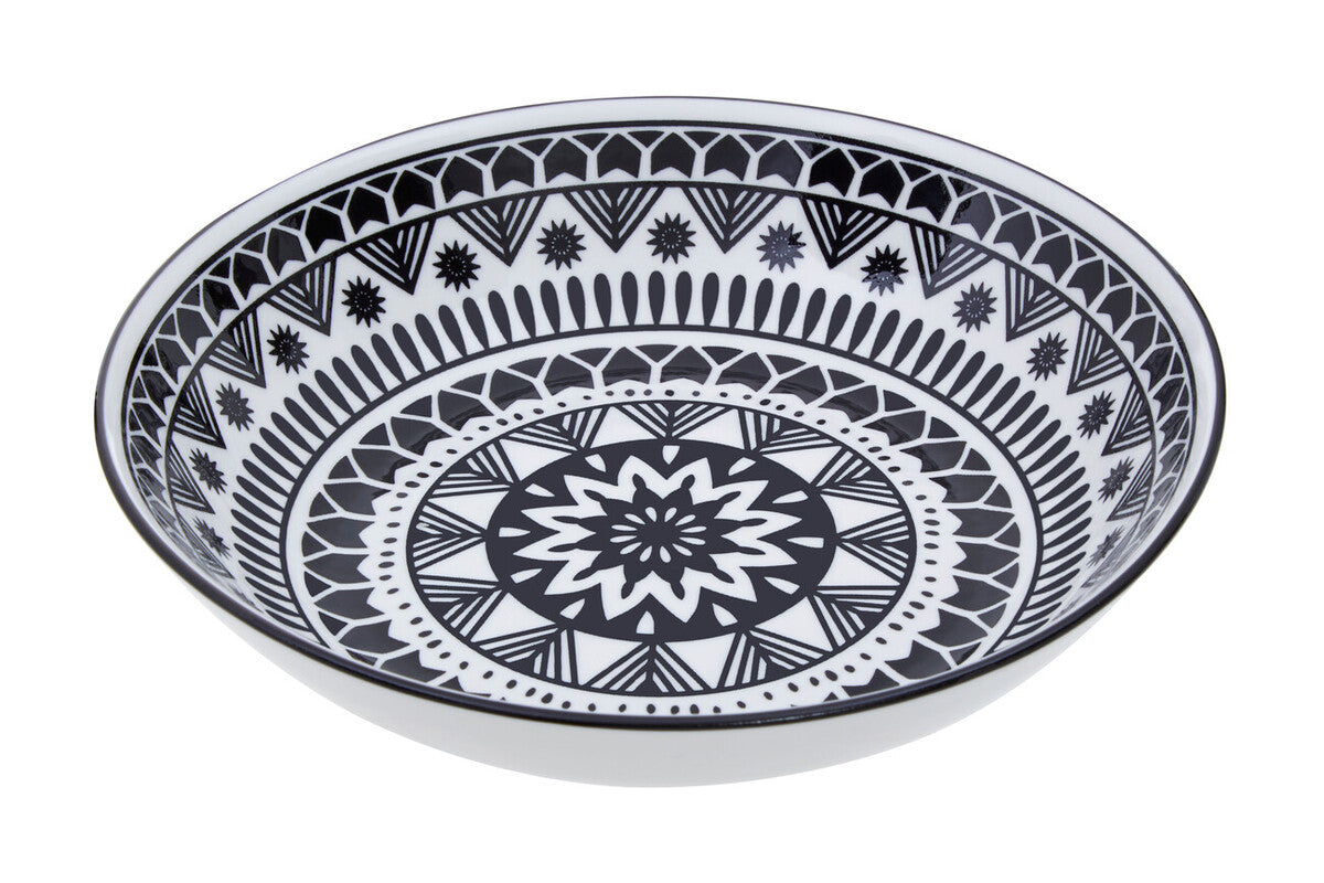 12 Piece Black and White Sun Motif Dinner Set