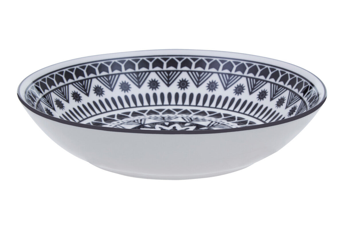12 Piece Black and White Sun Motif Dinner Set