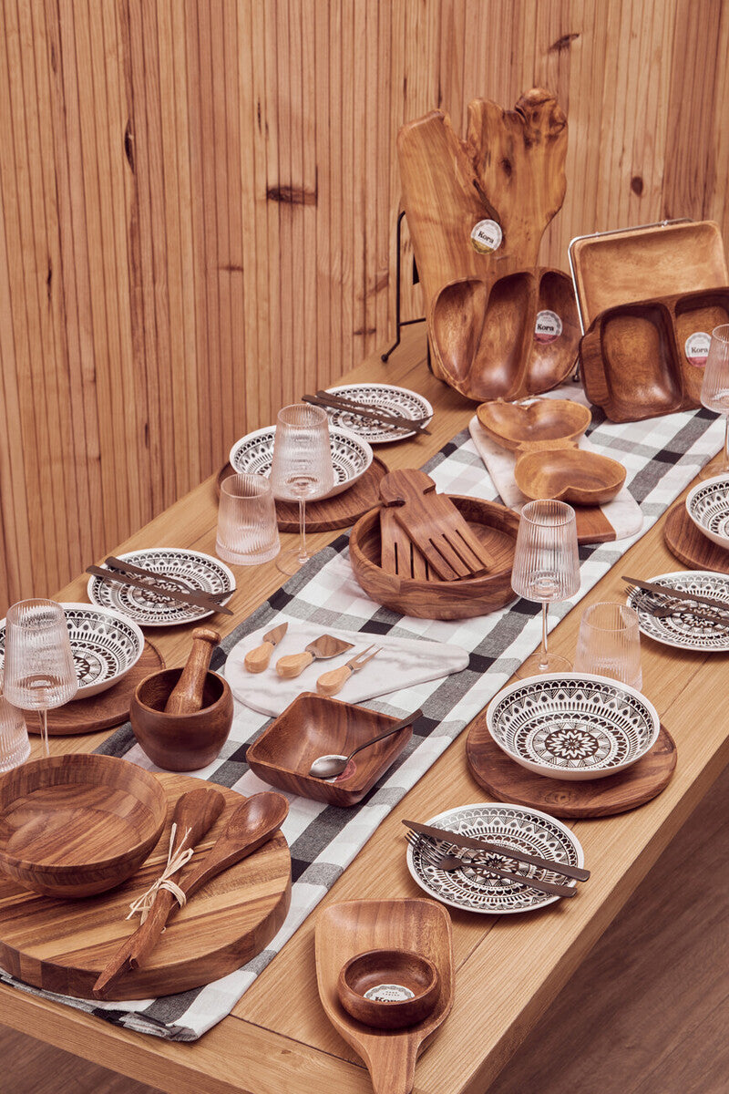 12 Piece Black and White Sun Motif Dinner Set
