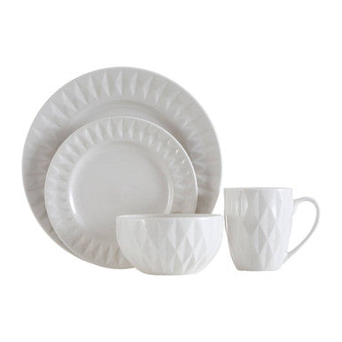 16 Piece Embossed Geometric Dinner Set