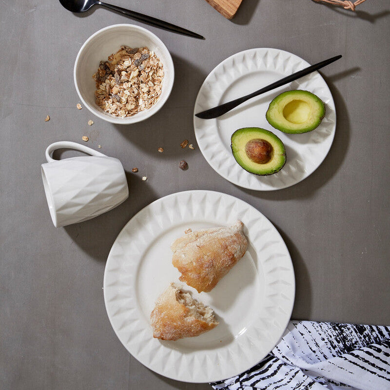 16 Piece Embossed Geometric Dinner Set