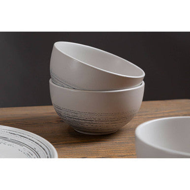 12 Piece Black and White Brushstroke Dinner Set
