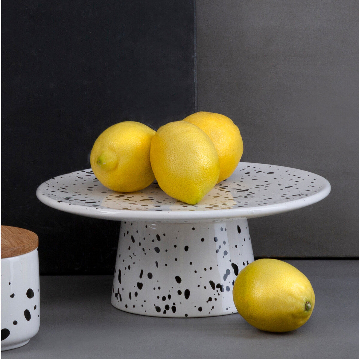 Black and White Speckled Cake Stand