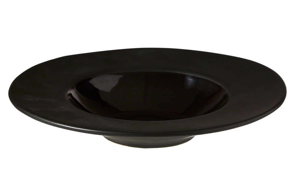 Black Pasta Bowl with Wide Rim