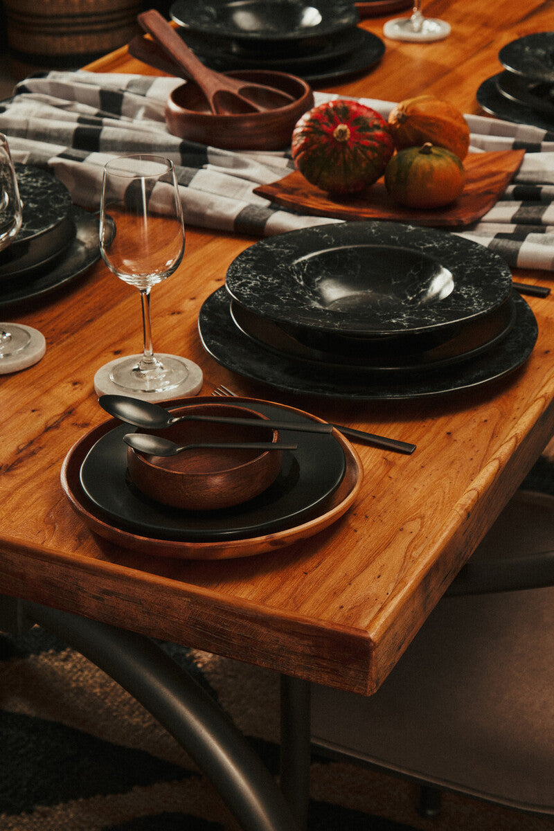 Black Pasta Bowl with Wide Rim