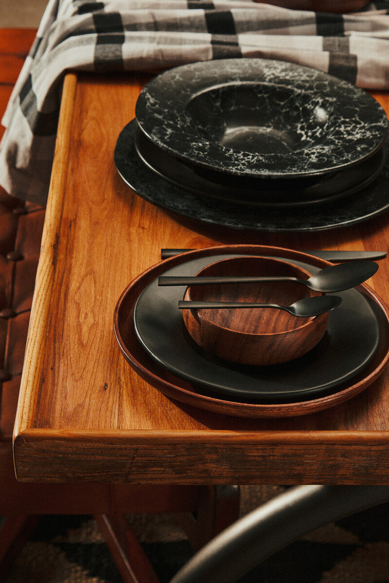 Black Pasta Bowl with Wide Rim
