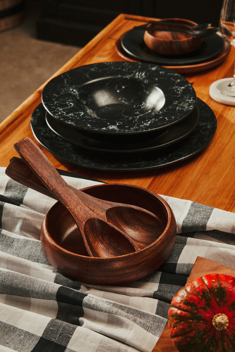 Black Pasta Bowl with Wide Rim