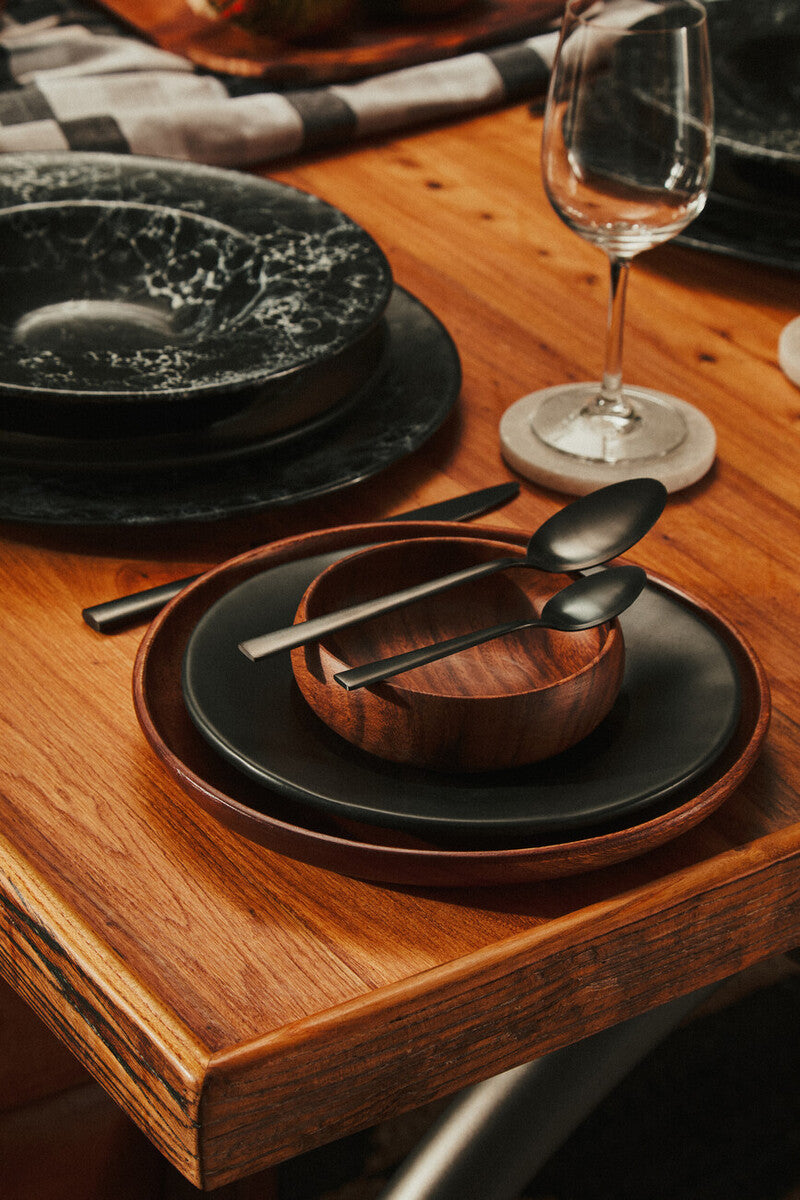 Black Pasta Bowl with Wide Rim