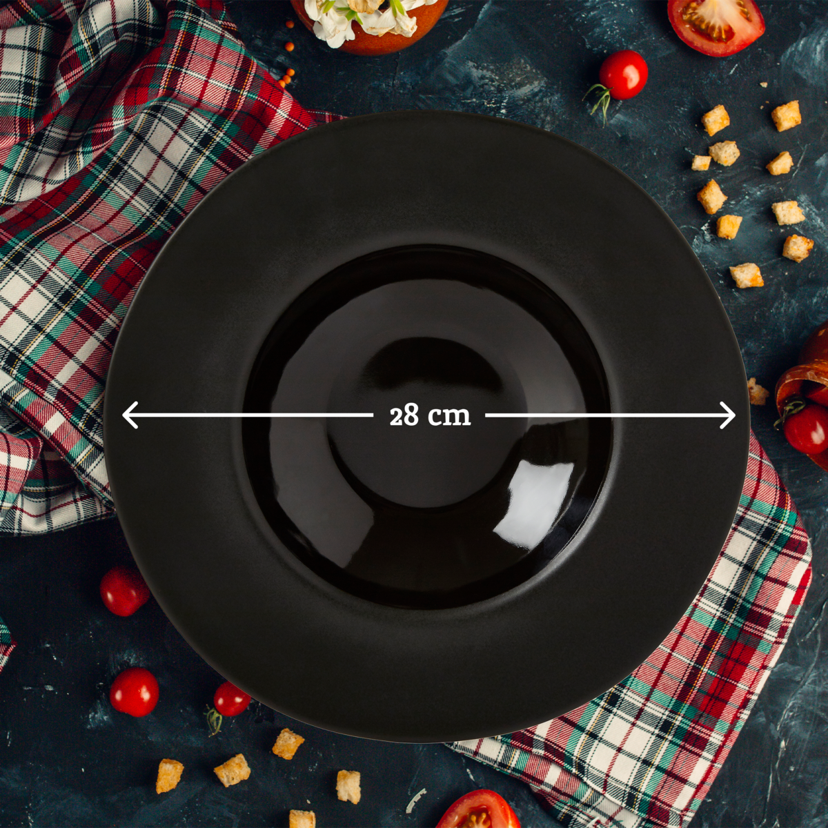 Black Pasta Bowl with Wide Rim