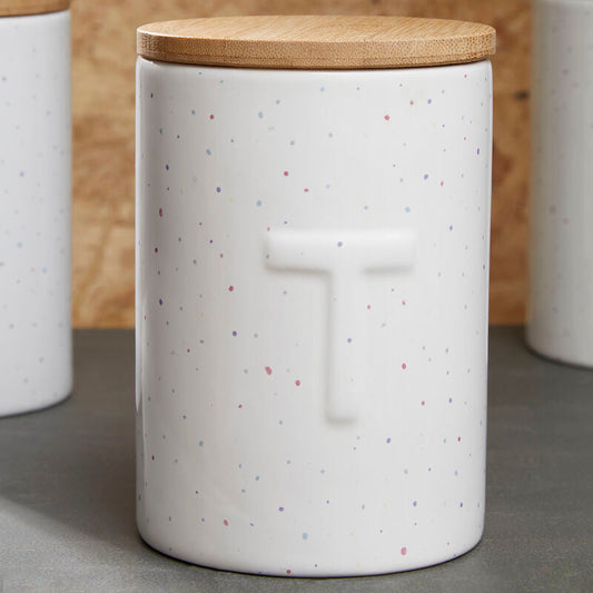 Speckled Tea Canister with Bamboo Lid