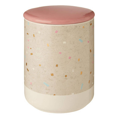 Large Grey and White Earthenware Storage Canister