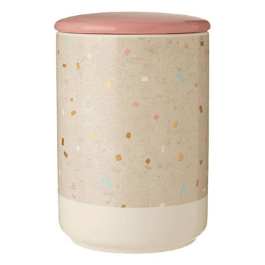 Large Grey and White Earthenware Storage Canister