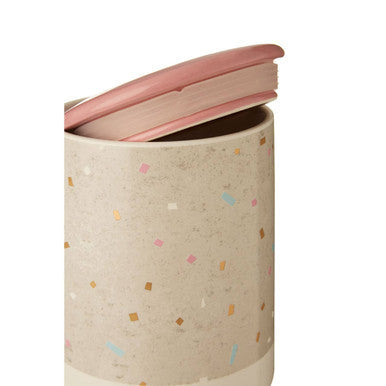 Large Grey and White Earthenware Storage Canister